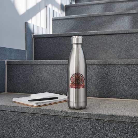 Insulated Stainless Steel Water Bottle - The Fire Fighter - silver