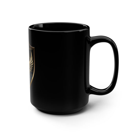 Zero Trust Shield 15oz Black Mug – Gold Sword & Wings Emblem