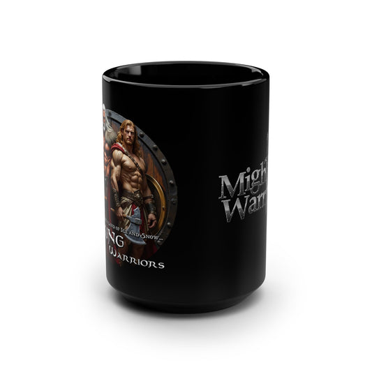 Vikings - Mighty Warrior Mug - Black 15oz Coffee Cup, Gift for Gamers, D&D Accessory, Fantasy Drinkware, Unique Collectible