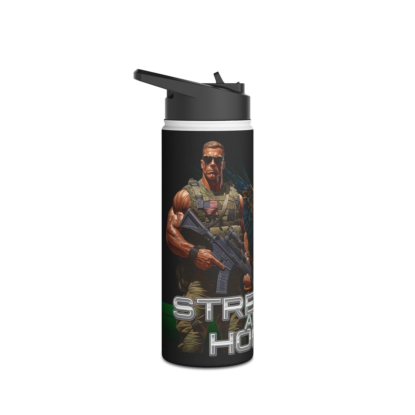 Water Bottle - Military Strength and Honor: Mighty Warrior Trademark Design