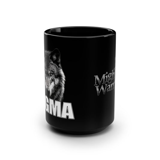 SIGMA Lone Wolf Among Men Mighty Warrior Trademark, Black Mug, 15oz