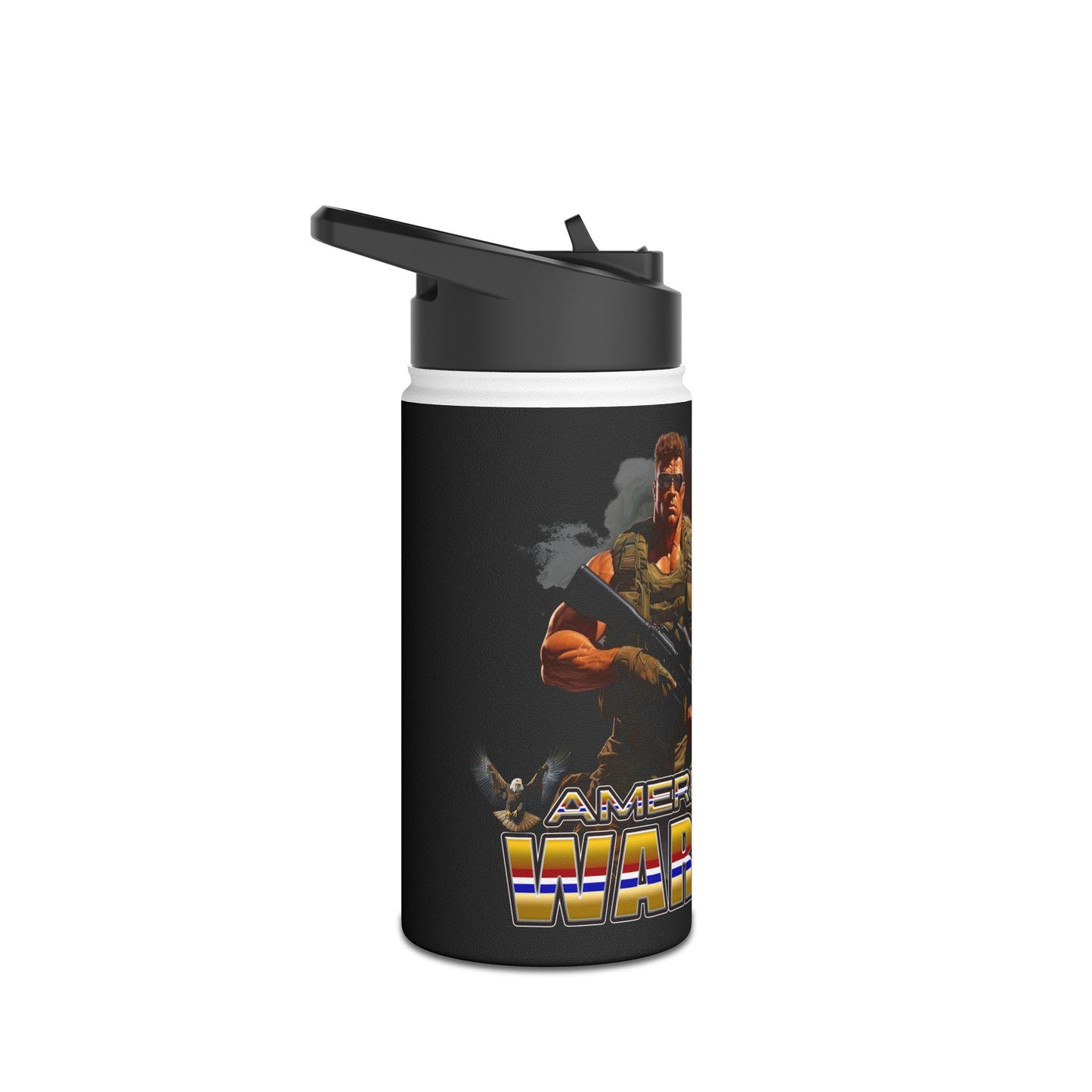 American Warriors Military Men Explosions Design, Stainless Steel - Stainless Steel Water Bottle, Standard Lid