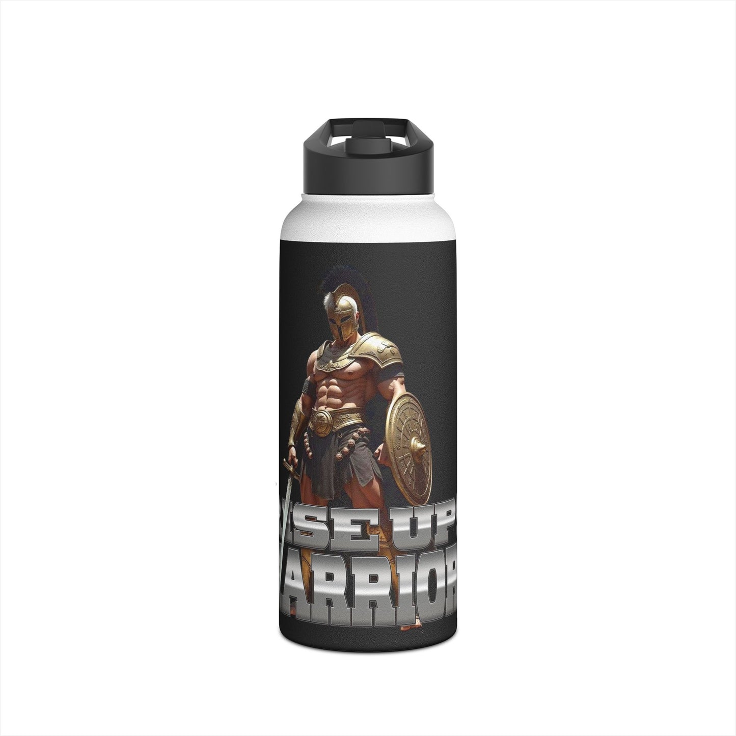 Rise Up Warrior: Mighty Warrior Trademark Design for Men - Stainless Steel Water Bottle