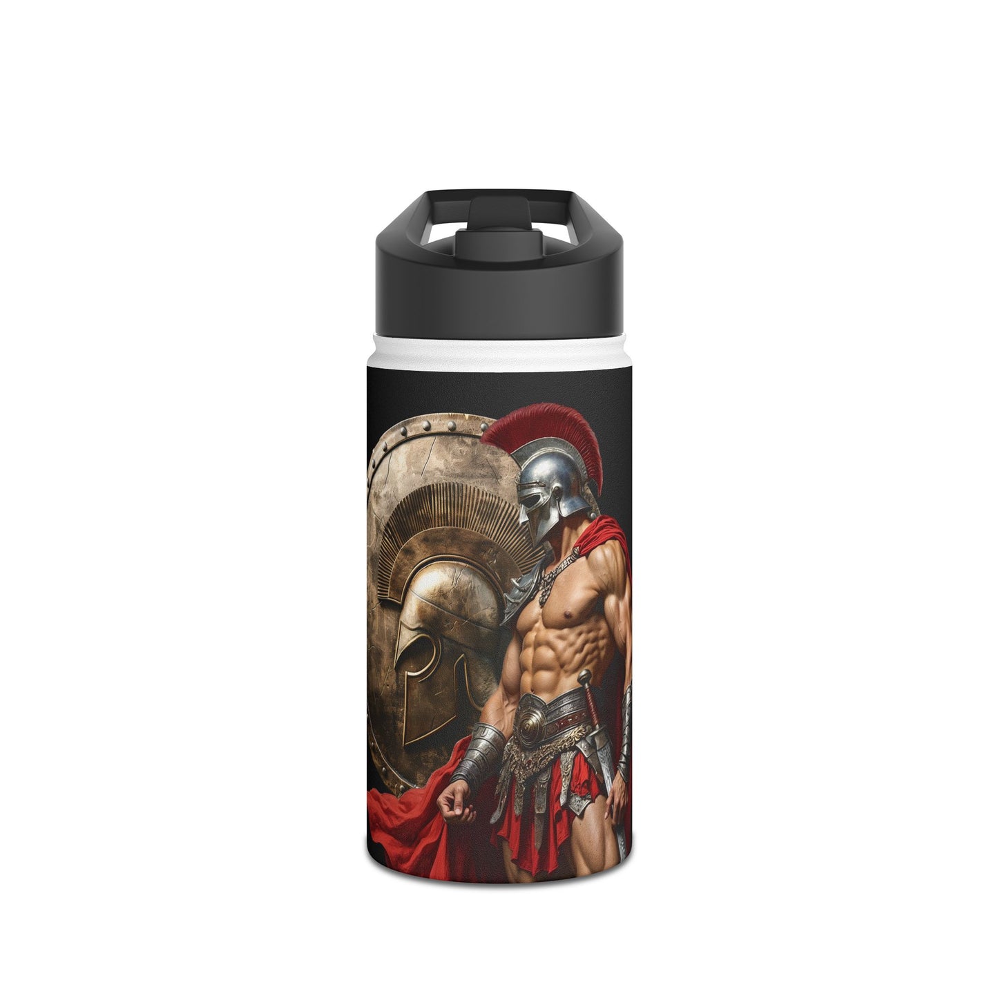 Spartan Warrior Colorful Design, Mighty Warrior Trademark - Stainless Steel Water Bottle, Standard Lid