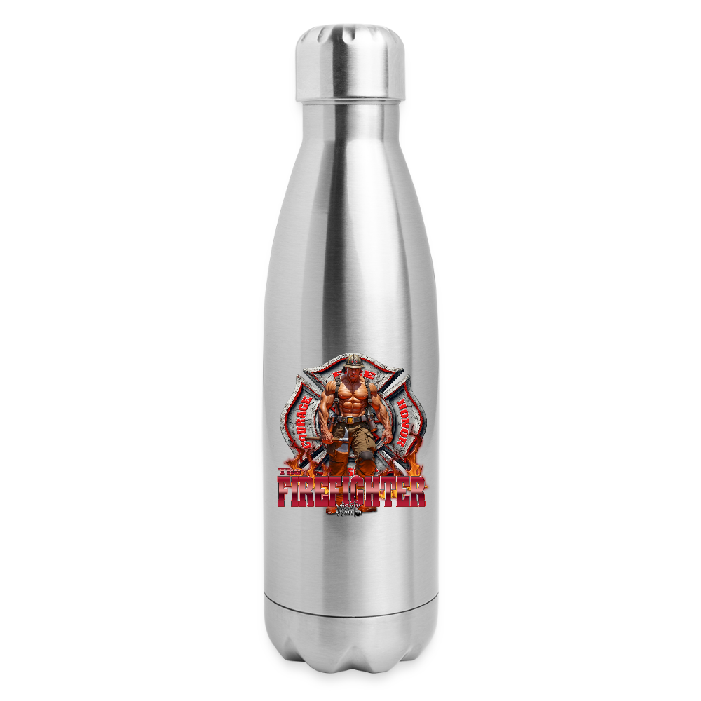 Insulated Stainless Steel Water Bottle - The Fire Fighter - silver
