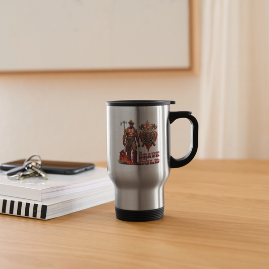 Travel Mug - Fire Fighter Brave and the Bold - silver
