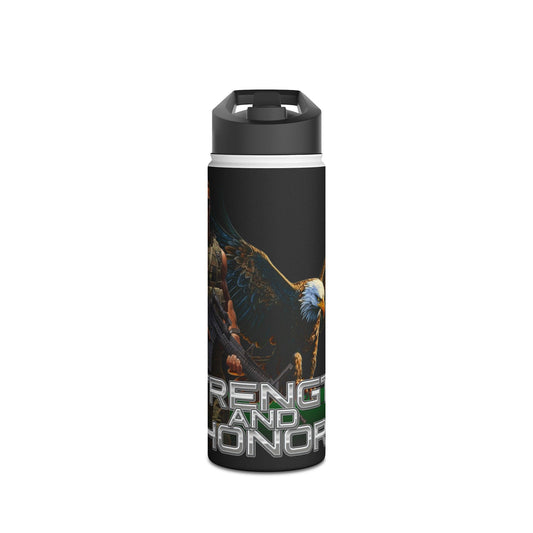Water Bottle - Military Strength and Honor: Mighty Warrior Trademark Design