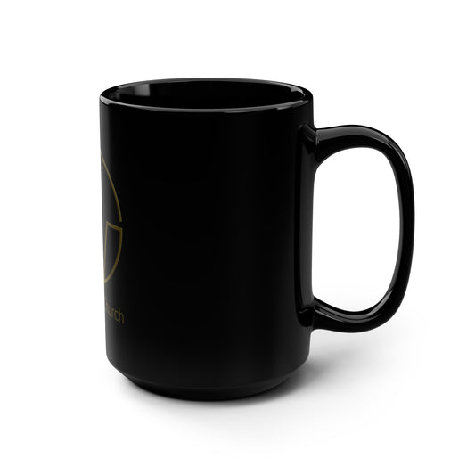 New Wave Church Gold Accent Black Mug - Perfect for Coffee Lovers, Church Events, Gifts for Worshippers, Stylish Home Decor