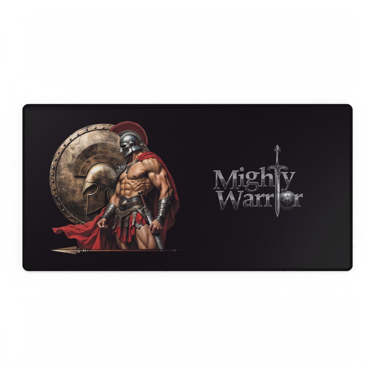 Mighty Warrior Desk Mat | Gaming, Office Decor, Geek Gifts, Battle Themed, Home Workspace
