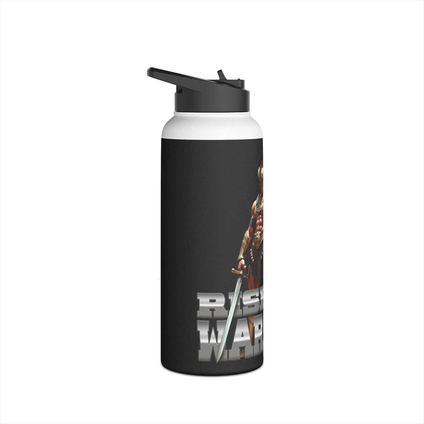 Rise Up Warrior: Mighty Warrior Trademark Design for Men - Stainless Steel Water Bottle