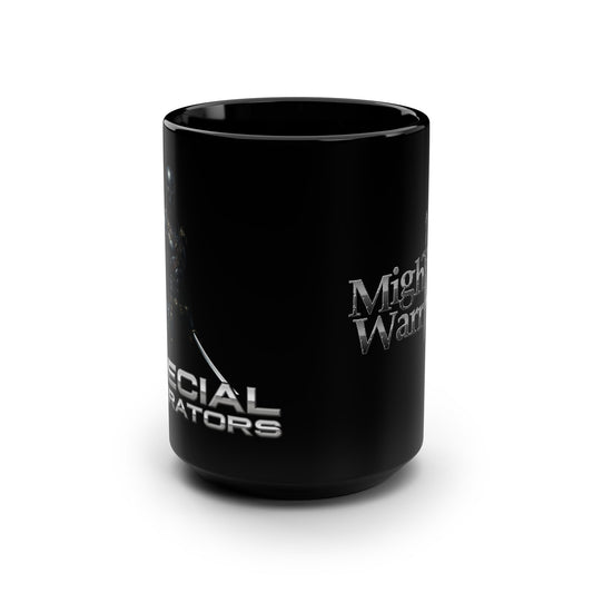Special Operations Mighty Warrior Black Mug - 15oz Coffee Cup for Gamers, Gifts for Warriors, Unique Beverage Mug, Dark Themed Drinkware