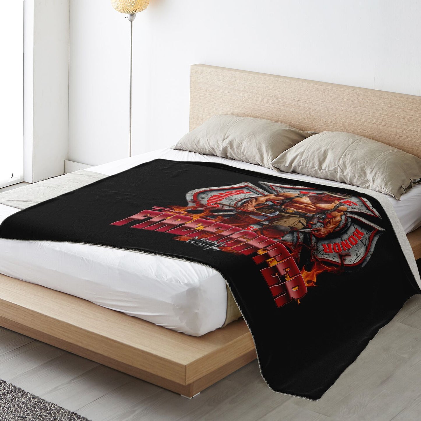 Premium Microfleece Blanket - AOP -The Firefighter