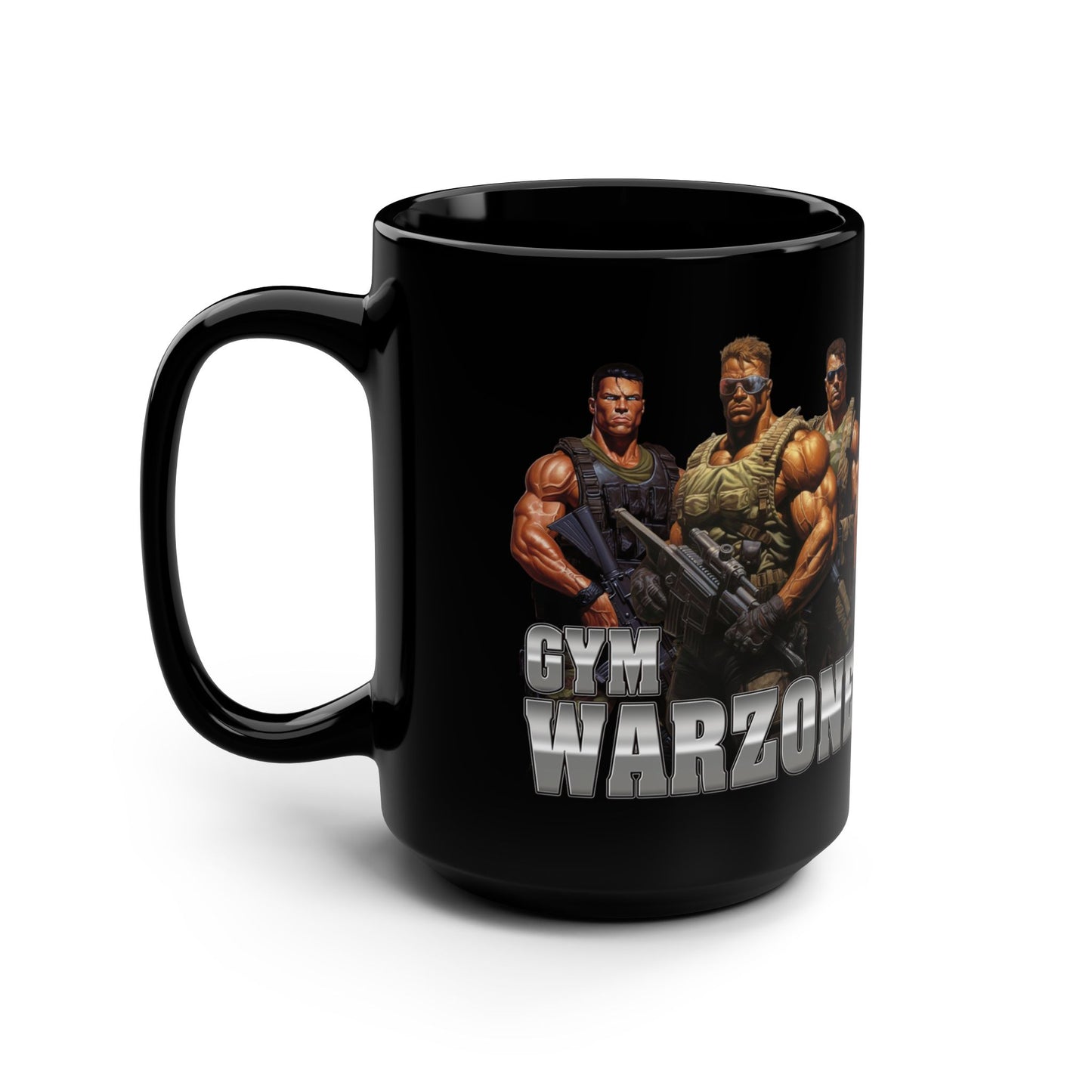 Gym Warzone Mug - 15oz Black Coffee Cup, Gift for Gamers, Personalized Warrior Mug, Unique Birthday Gift, Gamer Decor