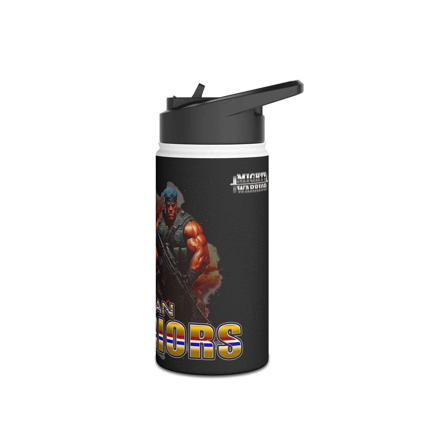 American Warriors Military Men Explosions Design, Stainless Steel - Stainless Steel Water Bottle, Standard Lid
