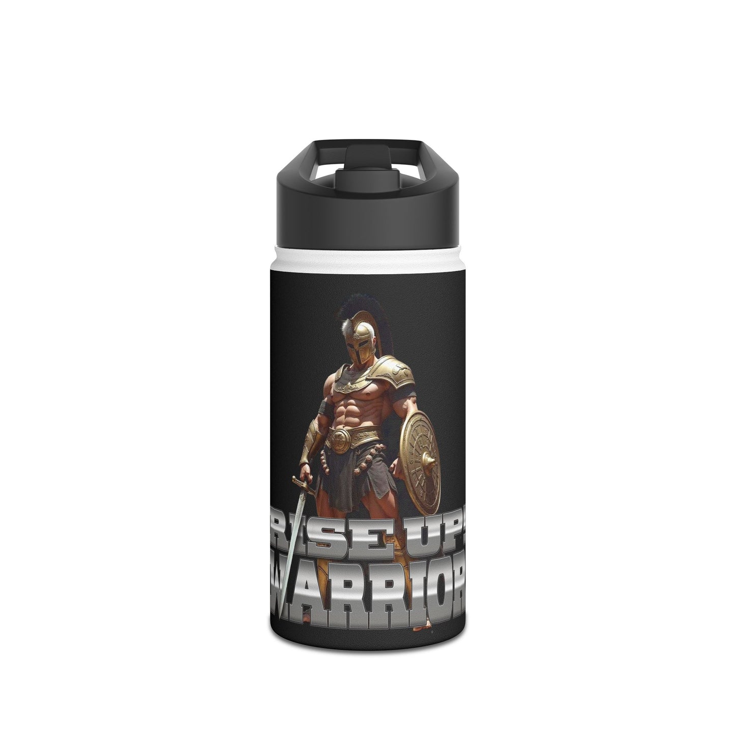 Rise Up Warrior: Mighty Warrior Trademark Design for Men - Stainless Steel Water Bottle, Standard Lid