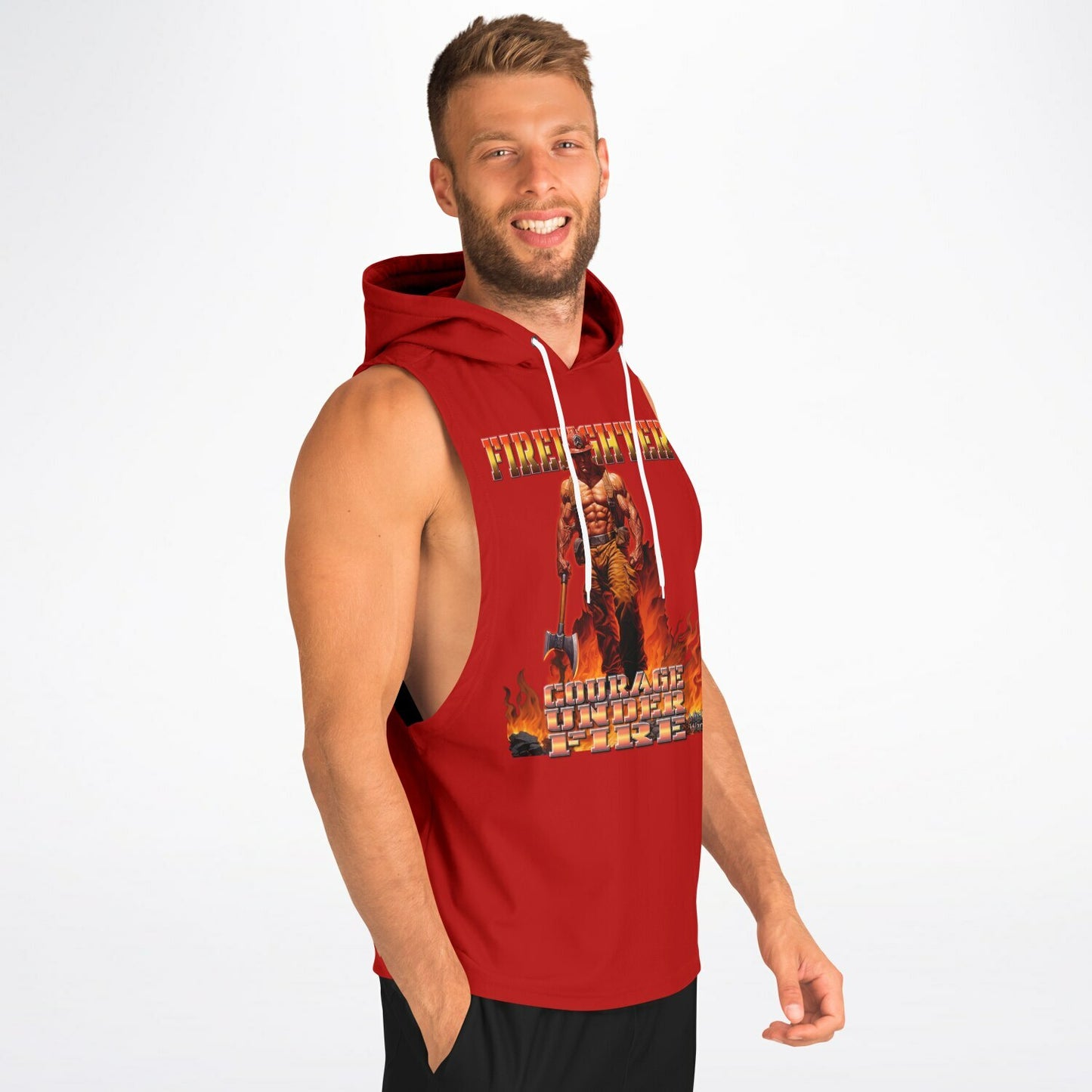FireFighter Courage under Fire - Athletic Drop Armhole Hoodie - AOP