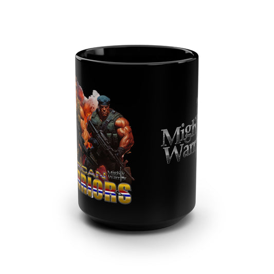 American Warriors Military Men Explosions Design, Stainless Steel, Black Mug, 15oz