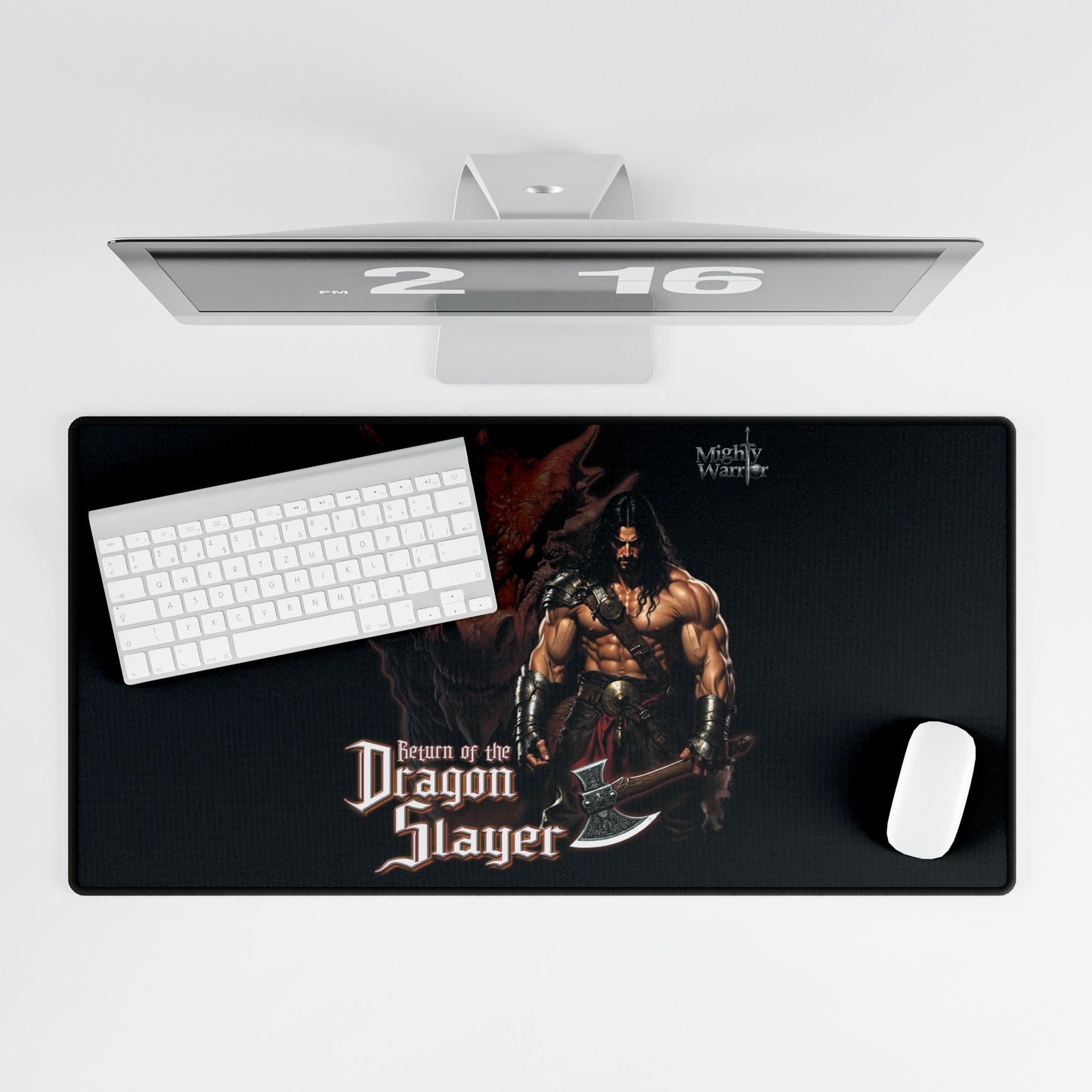 Fantasy-Themed Desk Mat for Gamers, Dragon Slayer Mouse Pad, Gaming Accessories, Office Decor, Epic Battle Desk Pad, Gamer Gift