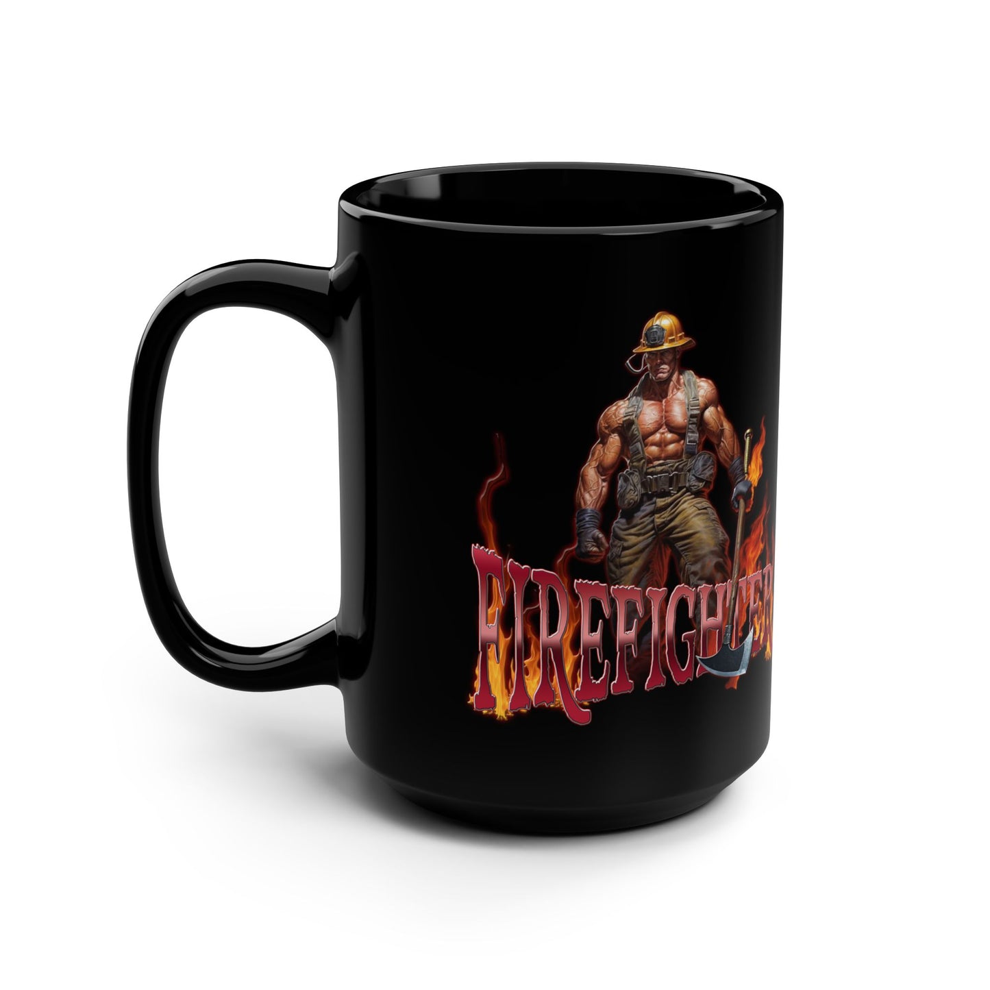 Firefighter3 - Mighty Warrior Black Mug, 15oz - Empowering Gift for Adventurers, Coffee Lovers, and Celebrators of Strength - Ideal for Birthdays & [...]