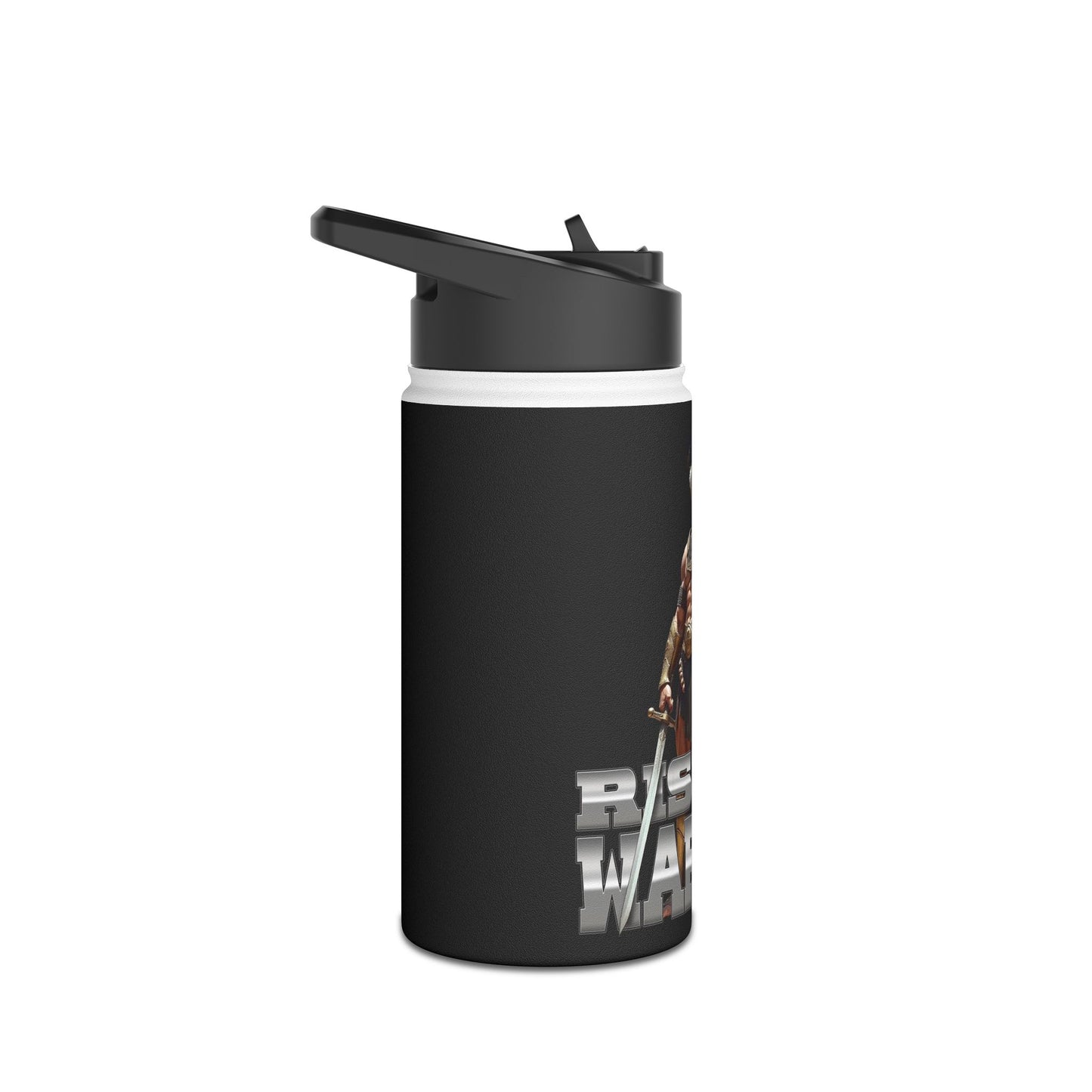 Rise Up Warrior: Mighty Warrior Trademark Design for Men - Stainless Steel Water Bottle, Standard Lid