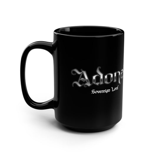 Adonai Black Mug, 15oz - Perfect for Christians, Gifts for Her, Gifts for Him