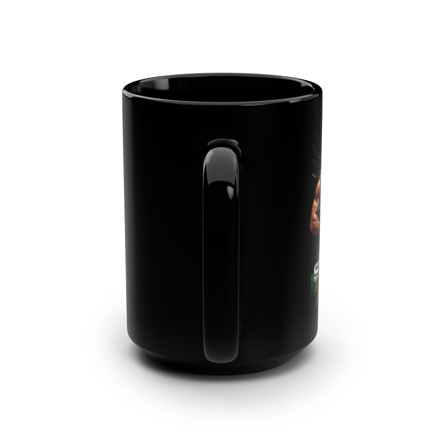 Military Strength and Honor: Mighty Warrior Trademark Design, Black Mug, 15oz