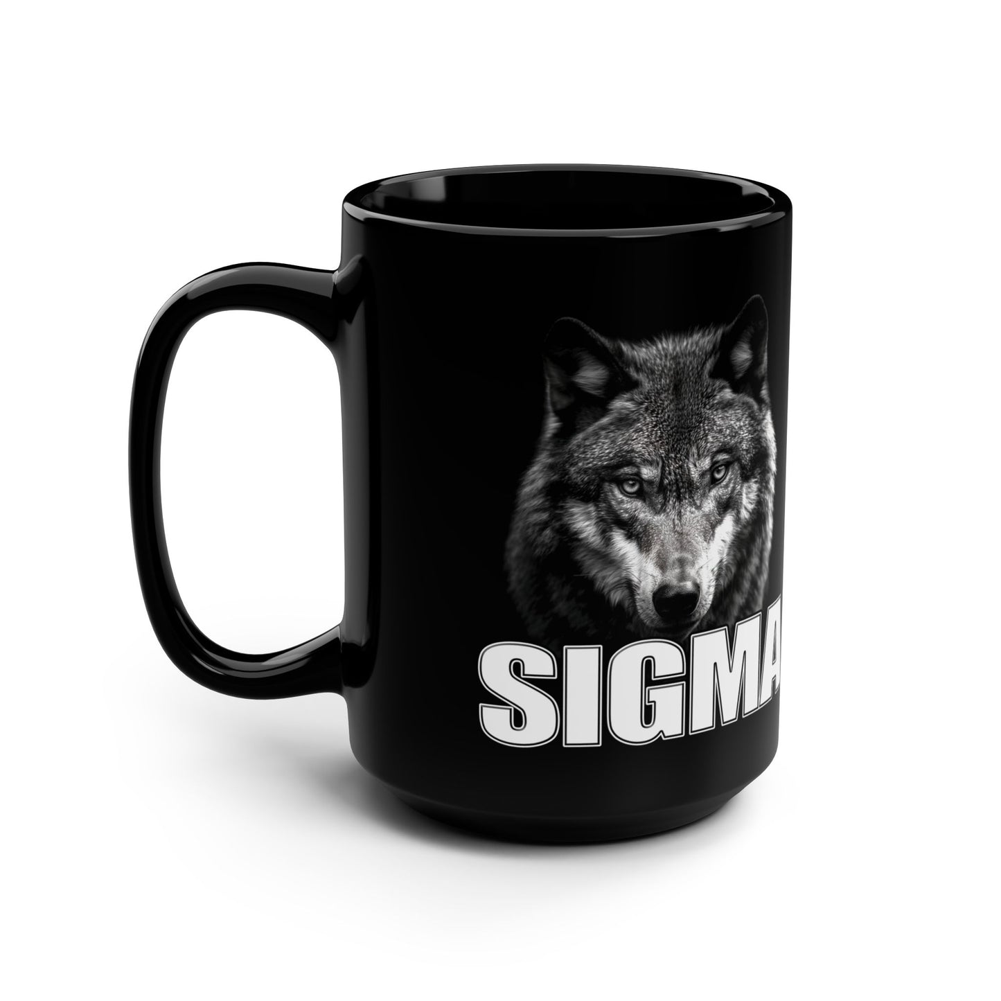 SIGMA Lone Wolf Among Men Mighty Warrior Trademark, Black Mug, 15oz