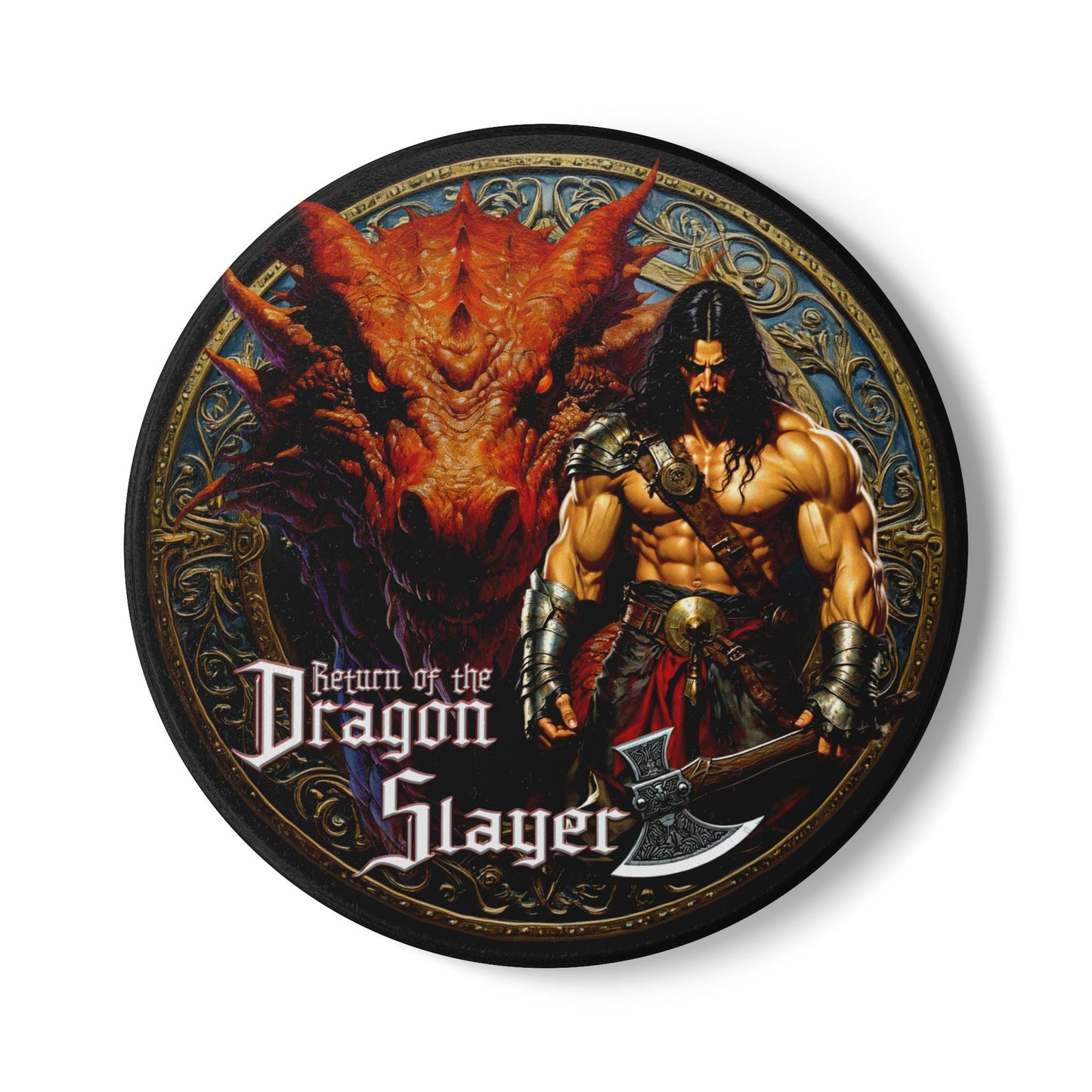 Epic Dragon Slayer Ceramic Coaster, Fantasy Decor, Game Room Essential, Gift for Geeks, Home Bar Decor