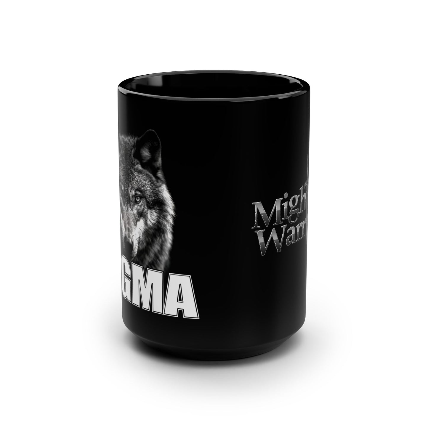 SIGMA Lone Wolf Among Men Mighty Warrior Trademark, Black Mug, 15oz