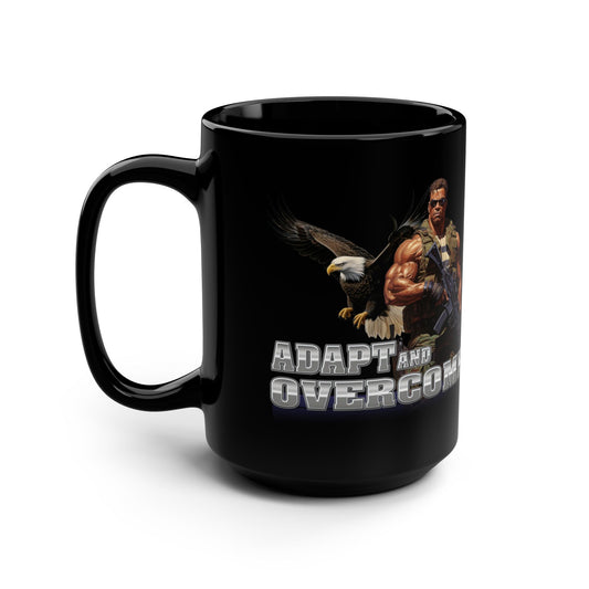 Adapt and Overcome Mighty Warrior Trademark Design, Black Mug, 15oz