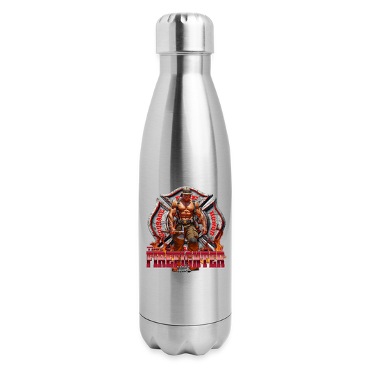 Insulated Stainless Steel Water Bottle - The Fire Fighter - silver