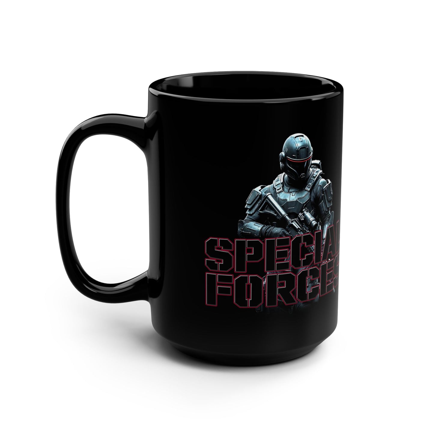 Mighty Warrior Special Forces, Black Mug, 15oz