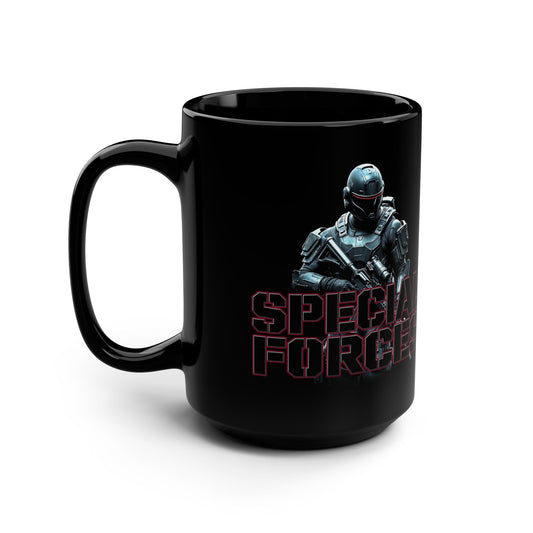 Mighty Warrior Special Forces, Black Mug, 15oz