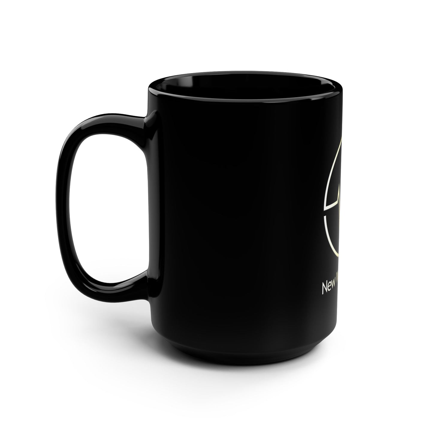 New Wave Church Gold Accent Black Mug - Perfect for Coffee Lovers, Church Events, Gifts for Worshippers, Stylish Home Decor