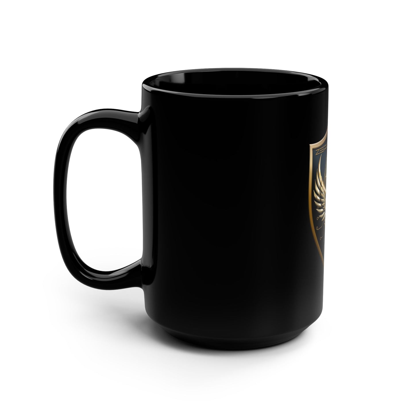 Zero Trust Shield 15oz Black Mug – Gold Sword & Wings Emblem