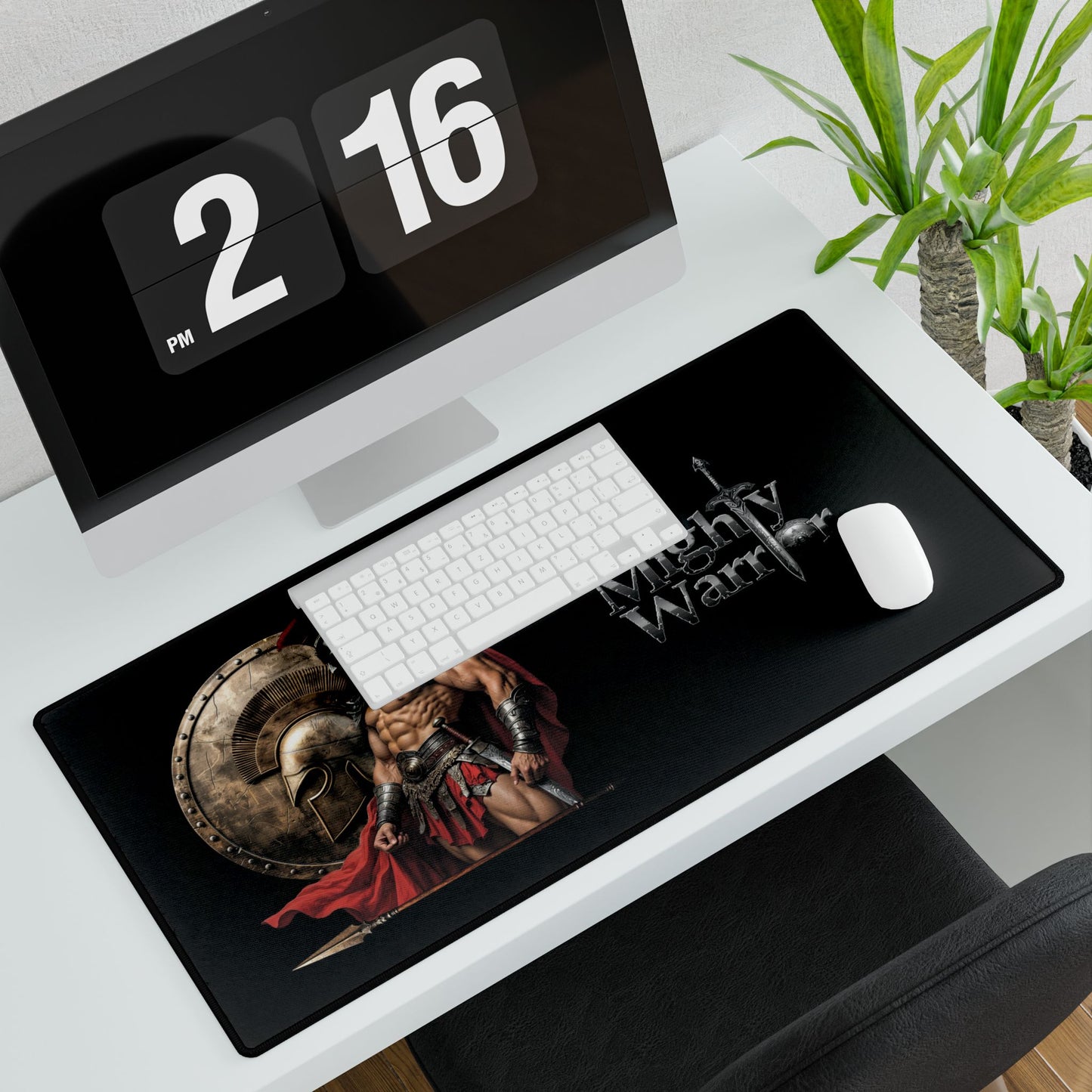 Mighty Warrior Desk Mat | Gaming, Office Decor, Geek Gifts, Battle Themed, Home Workspace