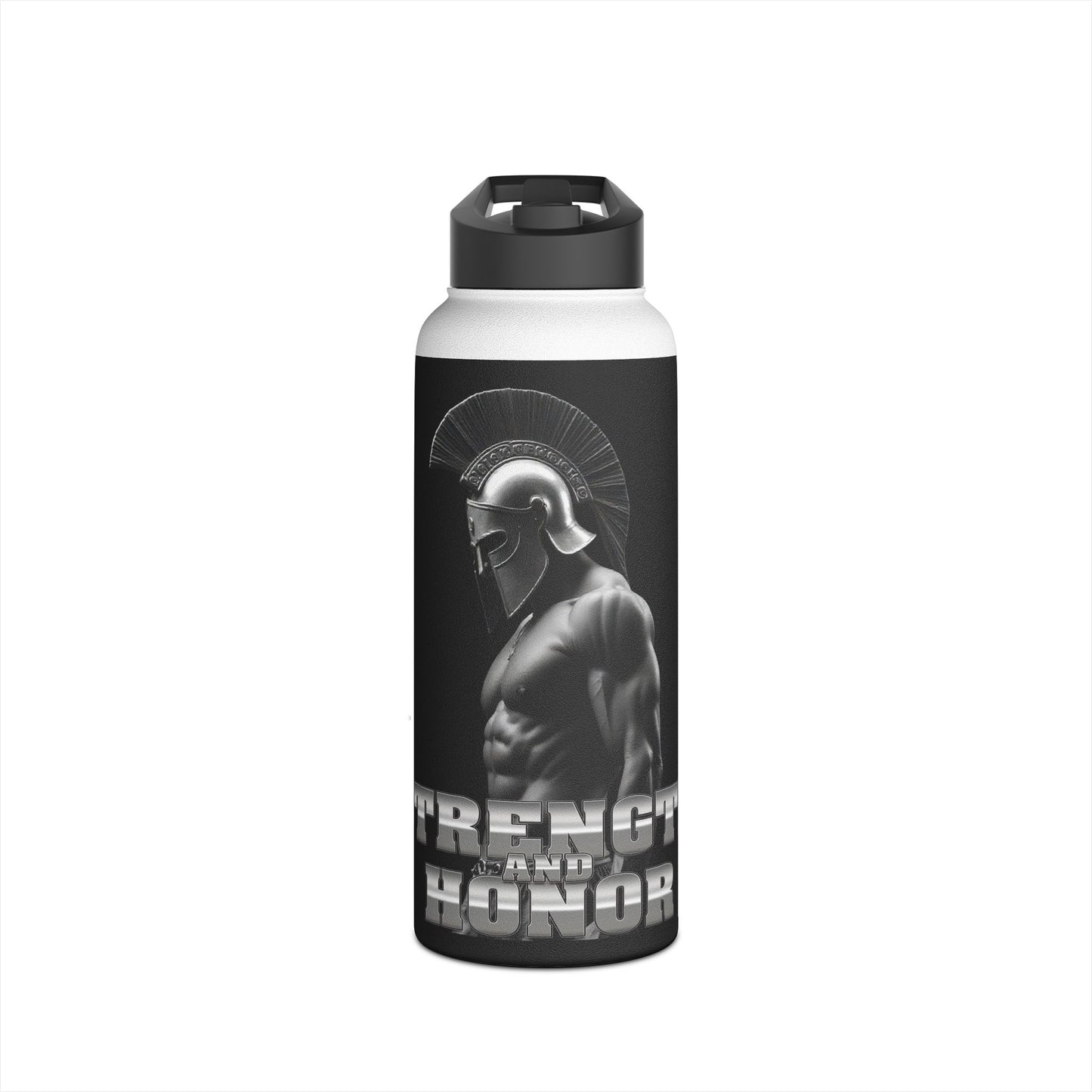 Strength and Honor Spartan Warrior - Stainless Steel Water Bottle, Standard Lid