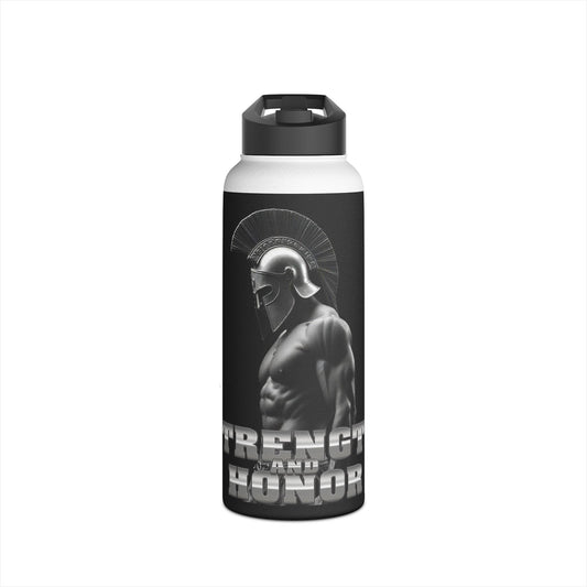 Strength and Honor Spartan Warrior - Stainless Steel Water Bottle, Standard Lid