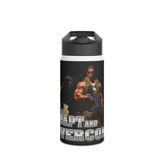 Adapt and Overcome Mighty Warrior Trademark Design - Stainless Steel Water Bottle, Standard Lid