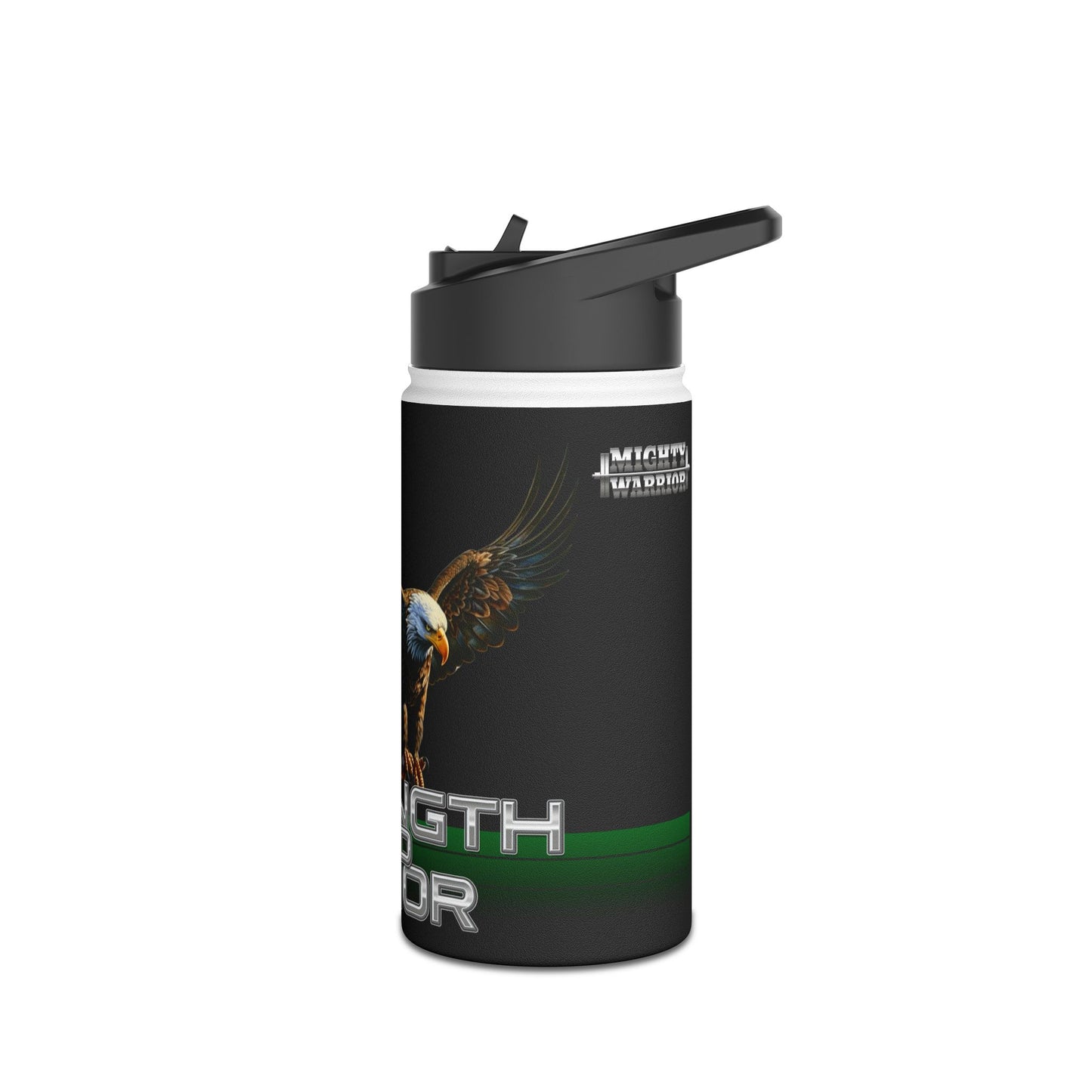 Military Strength and Honor: Mighty Warrior Trademark Design - Stainless Steel Water Bottle, Standard Lid