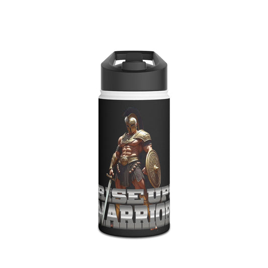 Rise Up Warrior: Mighty Warrior Trademark Design for Men - Stainless Steel Water Bottle, Standard Lid